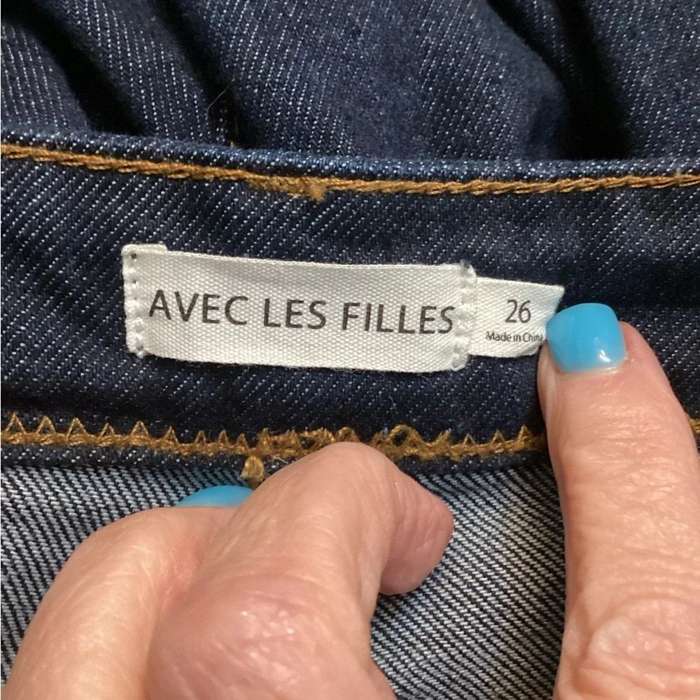 High Waist Cuffed Flare Leg Jeans In Dark Rinse Wash - Picture 6 of 7